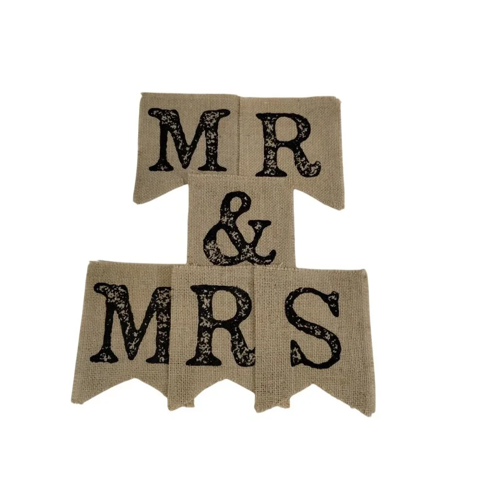 Recollections Mr. and Mrs. Jute Burlap Banner 7 Piece Set Wedding Rustic Decor